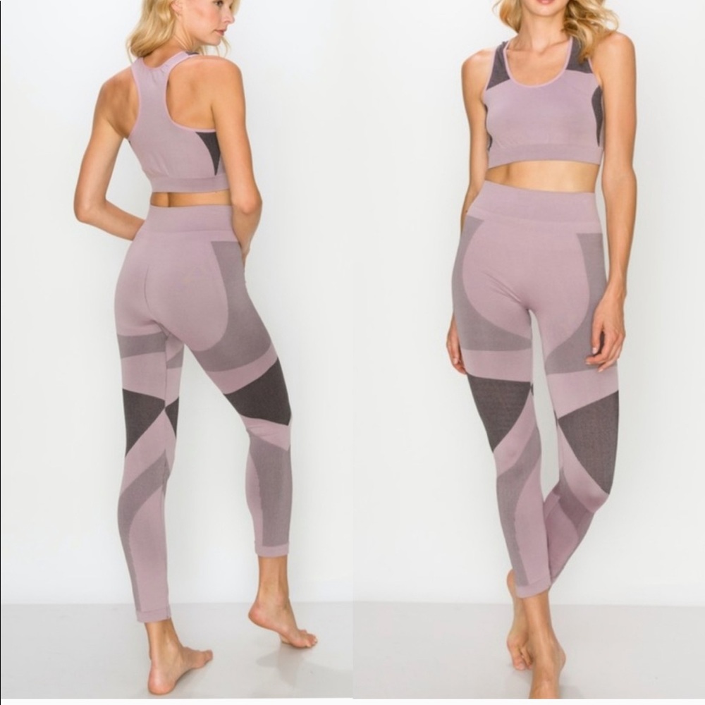 Legging Bra-Top Set-poly/spandex Blend High Waist